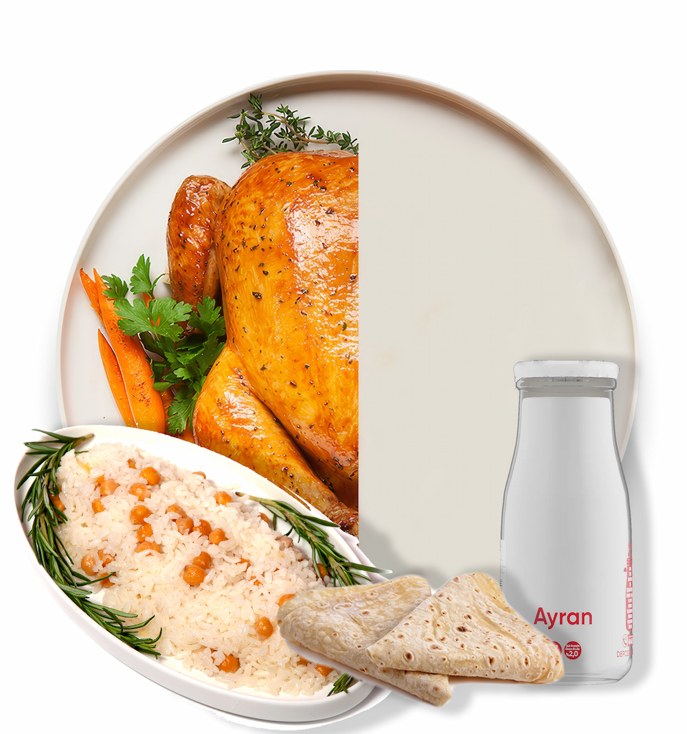 yarim tavuk pilav ayran